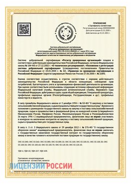 Приложение к сертификату для ИП Чистополь Сертификат СТО 03.080.02033720.1-2020